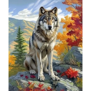 KAYOU | Acrylic Paint By Numbers Wolf Pattern Painting By Numbers on Canvas Coloring By Number for Adults Paint Digital Art Home Decor
