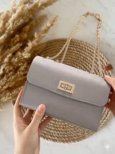 CJY SHOP#117 Fashion Womens MINI Shoulder Bag to Crossbody Bag with Chain Strap and a Rectangular Turn-lock Closure.