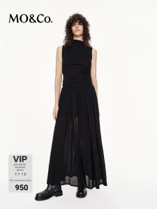 MO&Co. | Set Asymmetric Pleated Lightweight Wool Blend Dress