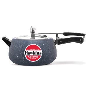 Hawkins 2 Litre Ceramic Nonstick Pressure Cooker Induction Inner Lid Cooker Granite Contura shaped Cooker Best Cooker Blue (ICC20)