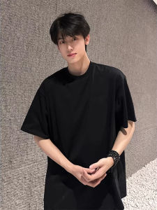 เสื้อยืดแขนสั้นคอกลมผ้าฝ้ายแท้สไตล์ย้อนยุคสไตล์อเมริกันสำหรับผู้ชายในช่วงฤดูร้อน ทรงหลวมสบายๆ สำหรับคู่รัก