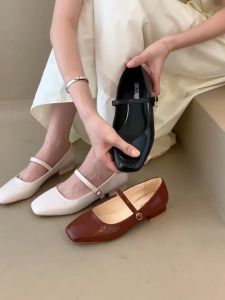 StrideStyle 1 inch Womens High Heels Fashion Mary Jane Shoes for Office Students shoes High Heels women ladies casual Korean version Round Toe heels Leather shoes Thick soled