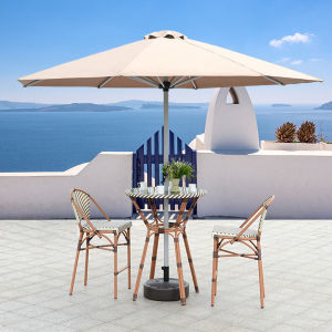 2.7M 4.6M Outdoor Patio Big Umbrella With Base Stand Heavy Duty Solar Umbrella Beach Courtyard Awnings Cafe Parasol Canopy Sunshade Waterproof Table Umbrella Camping Tent