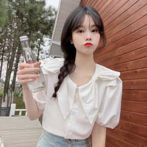 Korean Style Gentle Cute Short Sleeve Shirt Womens Summer New Arrival Younger Fashion Sweet Unique Chic Outer Tops