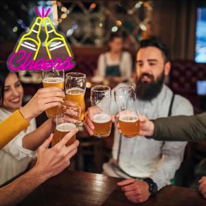 Stop Thinking Start Drinking Neon Sign for Wall Decor Cheers Letter Neon Lights Neon Bar Signs for Party DecorUSB Powered