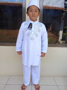 Baju Koko Putih Bordir Abu Arori Fashion katun 5-12 thn