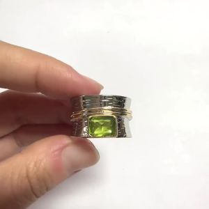 Huitan Gorgeous Two Tone Ring for Women Trendy Wedding Party Charming Inlaid Shiny Green CZ New Style Lady Accessories Jewelry