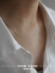 Silver Original Italy 925 Necklace Womens Simple Chain Fashion Jewelry Silver Snake Bone Chain