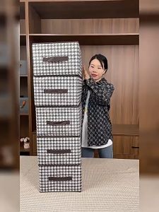 Houndstooth upgraded dustproof clothing storage box with lid for home dormitory large-capacity clothing storage box wardrobe artifact