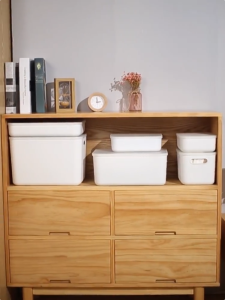 AMHIVE กล่องเก็บของ กล่องพลาสติกพร้อมฝาปิด ลังพลาสติก กล่องเก็บของเอนกประสงค์ พร้อมฝาปิด เก็บเครื่องสําอางค์ ที่เก็บของในครัว จัดระเบียบครัว