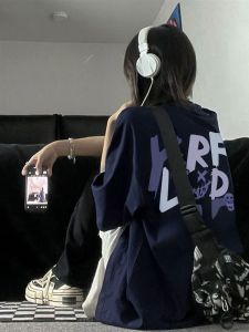 Pure Cotton American Retro High Street Short Sleeve T-Shirt Women Summer New Loose Design Sense Niche Half Sleeve Top