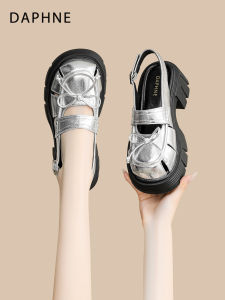 Daphne | Silver Platform Closed Toe Sandals Comfortable Height-boosting Versatile
