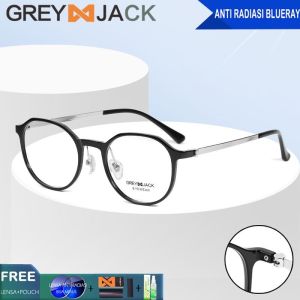 Grey Jack Frame Kacamata Style Oval Simple Bisa Minus Antiradiasi/Blueray/Photocromic/Bluecromic Fashion Pria Dan Wanita 3203