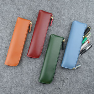 กระเป๋าปากกาหนังแท้ขนาดเล็กสไตล์ญี่ปุ่นที่เรียบง่าย กระเป๋าป้องกันปากกาเหล็กพกพาสําหรับนักเรียนและใช้ในสํานักงาน
