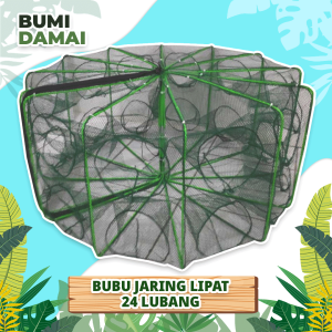 Bumi Damai Bubu Perangkap Ikan 24 Lubang Jebakan Jaring Jala Prangkap Lipat Udang Kepiting Sungai Danau Laut Alat Pancing Fish Trap Net