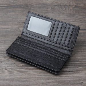 Retro Mens Long Wallet Handmade Top Layer Cowhide Leather Fashionable Artistic Phone Purse with Card Slots Zipper Pocket