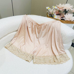 Plus Size Lace Ladies Boxers Safety Pants Mid-Waist Ice Silk Shorts for Youth Female Pure Color Sweet Style