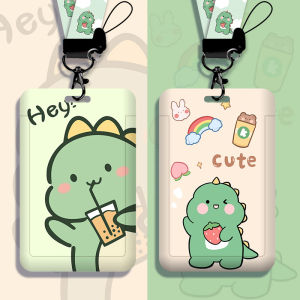 Cartoon Student ID Card Holder Lanyard Plastic Card Case for Bus Metro Water Card Kindergarten Entrance Small Dinosaur School Card