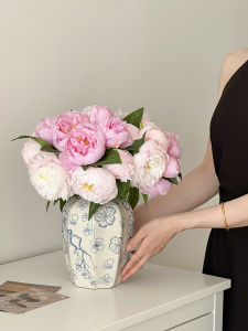 กระดูกสีน้ำเงิน ดอกไม้ปลอม จิวเวลรี่ตกแต่งบ้านสไตล์จีนใหม่ กระดูกสีน้ำเงิน กระติกเซรามิก ดอกไม้ปลอม ดอกไม้ปลอม กระดูกสีน้ำเงิน