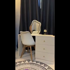 EURAKE Cream Style Vanity Desk Vanity Table 3 Drawer Chest Cabinet Storage Cabinet Makeup Table Household Cabinet