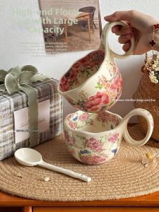 Beautiful Osmanthus Design Coffee Mug with Spoon