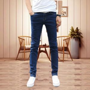 White Slim Fit Jeans Mens Summer Thin Straight Leg mid Waist Elastic Nine Points Long Pants Fashionable Cotton Stretch Denim