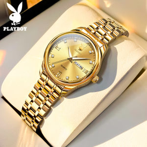 PLAYBOY Watch For Women Korean Style Waterproof Original Brand Elegant Luxury Stainless Steel Luminous Calendar Quartz Jam Tanggan Perempuan