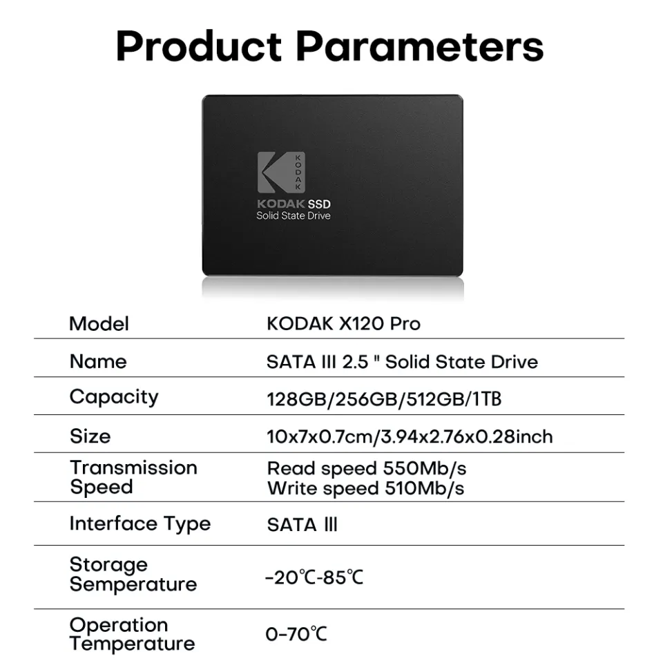Kodak | KODAK X120 Pro SATA III SSD 1TB 512GB 256GB 128GB 2.5 Inch