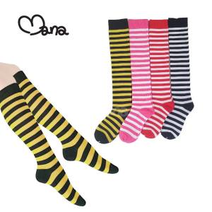 ถุงเท้าแฟชั่นลายทาง ยาวถึงเข่า ถุงเท้าสไตล์ญี่ปุ่น