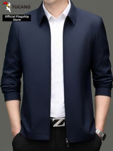 TUCANO | Executive Spring and Autumn Jacket Mens Mid-aged Pure Color Turn-down Collar