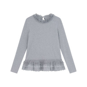 NIHAOKANONG | Áo Thun Dài Tay Phong Cách Nhiều Lớp Voan Ruffle