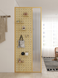 Japanese-Style For Home Solid Wood Wire-Wrap Board Changhong Glass Partition Living Room Entrance Entrance Decoration Iron Screen Storage Rack