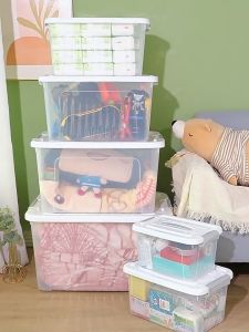 SALVO Transparent Storage Box With Wheels Stackable Dustproof Multifunctional Storage Organizer 收納箱