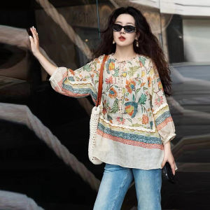 SHANGSHA | Luxury Elegant Age-reducing Design Floral Shirt