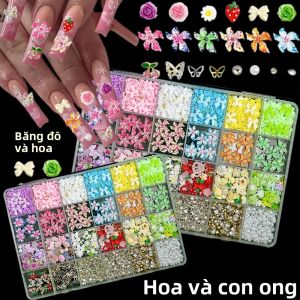 Phụ Kiện Trang Trí Móng Tay Hình Nơ Hoa Trà Nhiều Màu Sắc Chất Liệu Nhựa Resin 1 Hộp Hạt Thép Nhỏ Giả Ngọc Trai Trắng Hợp Kim Tự Làm