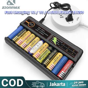 Fast Charging 10/12 Slot Baterai 18650 Smart Charger Battery Lithium Universal HD-8994B 26650 14500 16340 18500 10440 18350