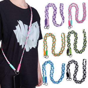 Fashion Colorful  Durable Braided Rope Mobile Phone Lanyard Multifunctional Portable Anti-lost Anti-slip Keychain Hanging Neck Cellphone Chain with Card
