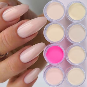 6 Màu Khỏa Thân/Hồng Móng Tay Nghệ Thuật Acrylic Bột Bộ 7G Mỗi Bình Cho Móng Tay Pháp Phần Mở Rộng 3D Đầu Khắc Chấm Nhanh Khô Polymer Bụi Combo
