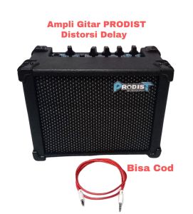 Ampli Gitar Mini Distorsi Delay-Ampli Gitar 4 Inch Distorsi Delay Aux + Phones Suara Mantap