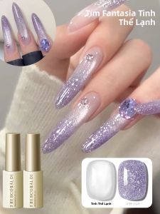 2 Chiếc Gel Sơn Móng Tay Dạng Tinh Thể Băng Mắt Mèo Từ Tính Màu Tím Lấp Lánh 6ml Mỗi Chiếc Dành Cho Mùa Xuân/hè Làm Nail Nghệ Thuật Tự Làm