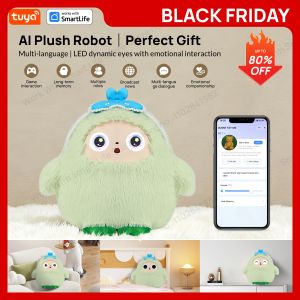 Yaya-AI Plush Robot w/Smart Voice&LED Eyes Interactive Companion Toy w/Tuya App Control USB Rechargeable E-Pet - Mint Green