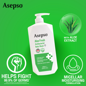 Sữa Tắm Kháng Khuẩn ASEPSO 1000ml Chiết Xuất Nha Đam – Sạch Sâu Dưỡng Ẩm Tươi Mát Dịu Nhẹ Cho Mọi Loại Da