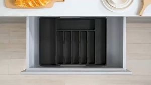 Utensils Organizer for Cabinet Kitchen Spoon and Fork Organizer Rack Knife Drawer Organizer Kitchen Utensil Organizer Cutlery Holder Utensil Flatware Tray Fits for Pull Out Kitchen Cabinet