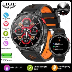 LIGE | Đồng Hồ Thông Minh Nam FOXBOX Màn Hình IPS 1.7 Inch Chống Nước IP68 Đồng Hồ Thông Minh Thể Thao Ngoài Trời Tích Hợp La Bàn Đèn Pin LED Pin 1100mAh Theo Dõi Sức Khỏe & Giấc Ngủ