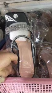 Dép guốc cao nữ quai chéo đính đá xinh - sang