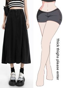 LANKELISHA | High Waist A-Line Midi Denim Skirt For Pear Shaped Plus Size Women Summer Thinming Tencel Cotton Blend Loose Fit Jeans Skirt