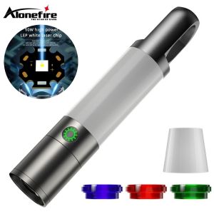 Alonefire | Zoom COB Light Beam LED Flashlight Red Blue Green lamp shade USB Rechargeable Multi purpose Outdoor Hiking Camping Fishing torch