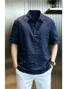 Men Short Sleeve Breathable T-Shirt POLO Linen