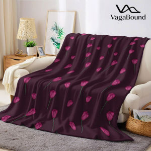 Plum Rose Buds Flannel Blanket Warm Soft Halloween Christmas Decorative Couch Warm Cozy All-Season Gift