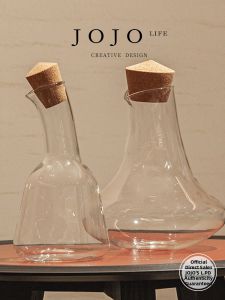 Minimalist Modern Carafe Decanter With Cork Stopper Glass Water Pitcher